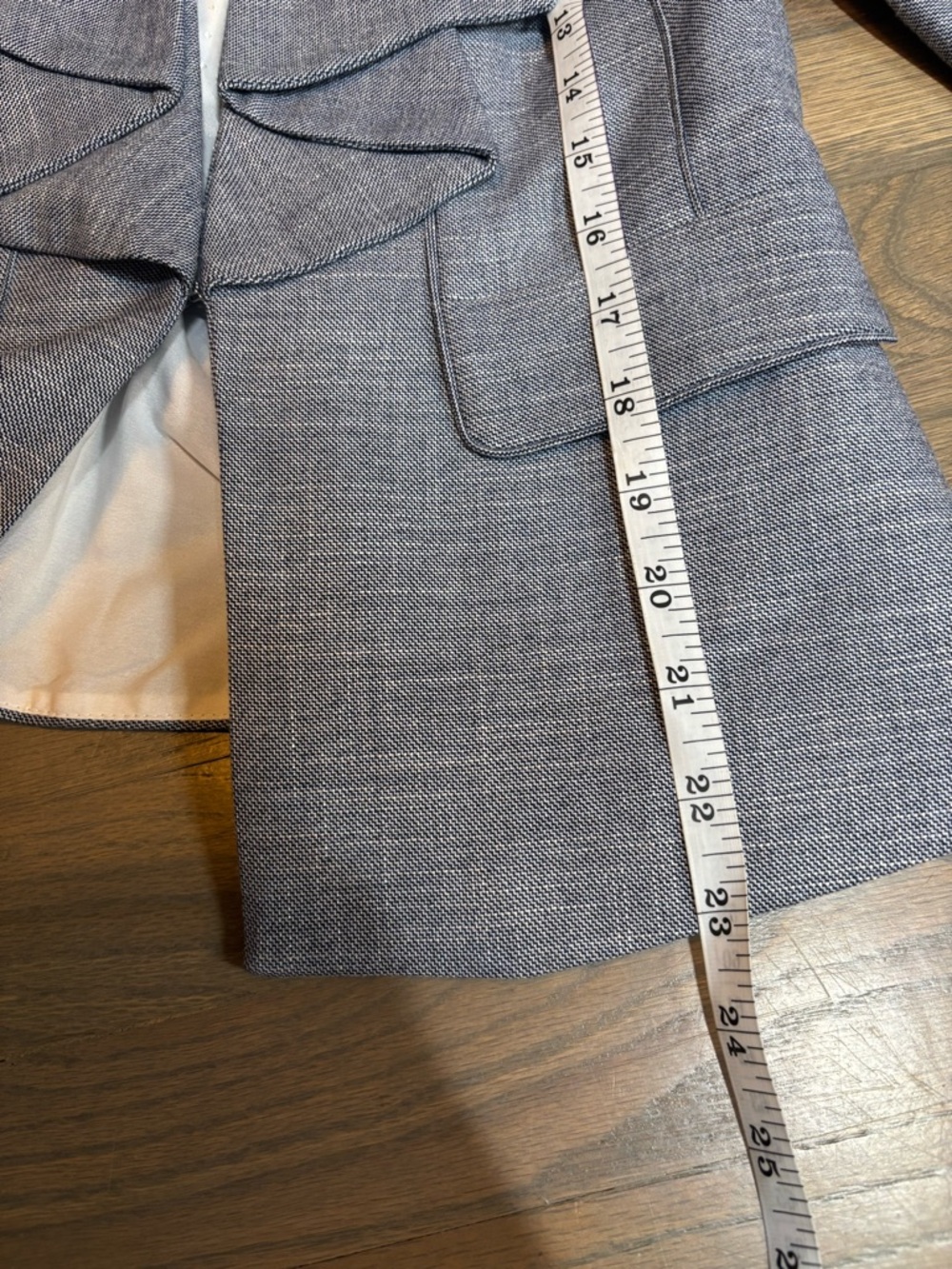 White House Black Market Blue Gray Draped Open-Front Blazer. Size 2 - Picture 7 of 8